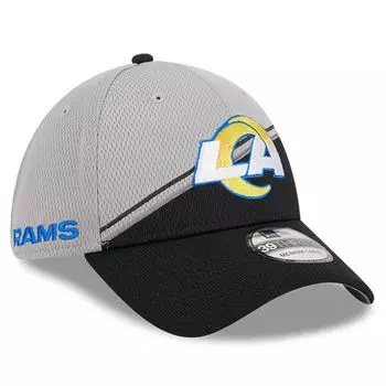 Мужская кепка New Era серо-черная Los Angeles Rams 2023 Sideline 39THIRTY Flex Hat