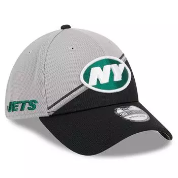 Мужская кепка New Era серо-черная New York Jets 2023 Sideline 39THIRTY Flex Hat