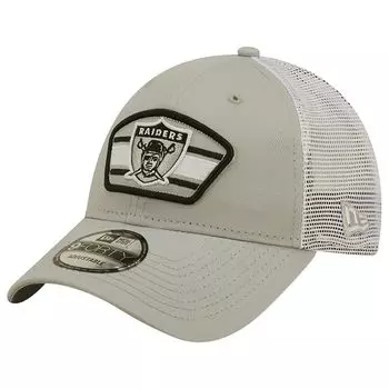 Мужская кепка New Era серого/белого цвета с логотипом Las Vegas Raiders Trucker 9FORTY Snapback