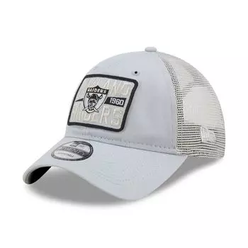 Мужская кепка New Era Silver/Natural Oakland Raiders с историческим логотипом Devoted Trucker 9TWENTY Snapback