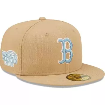 Мужская кепка New Era Tan Boston Red Sox 2004 World Series небесно-голубая кепка-комбинезон 59FIFTY