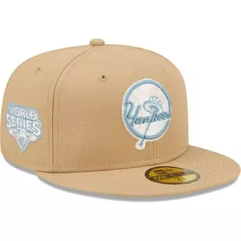 Мужская кепка New Era Tan New York Yankees 2009 World Series небесно-голубая приталенная шляпа 59FIFTY