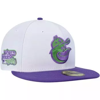 Мужская кепка New Era White Baltimore Orioles с боковой нашивкой 59FIFTY