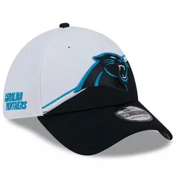Мужская кепка New Era White/Black Carolina Panthers 2023 Sideline 39THIRTY Flex Hat