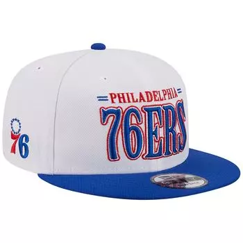 Мужская кепка New Era White Philadelphia 76ers Team Stack 9FIFTY Snapback