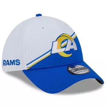 Мужская кепка New Era White/Royal Los Angeles Rams 2023 Sideline 39THIRTY Flex Hat