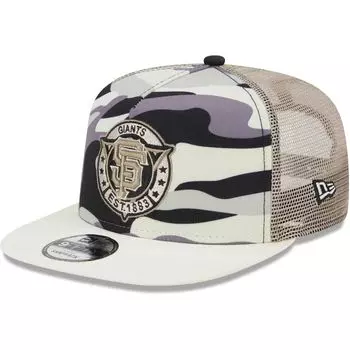 Мужская кепка New Era White San Francisco Giants Chrome Camo A-Frame 9FIFTY Trucker Snapback Hat