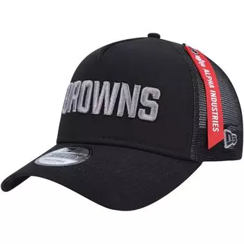 Мужская кепка New Era x Alpha Industries Black Cleveland Browns A-Frame 9FORTY Trucker Snapback