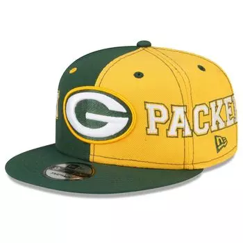 Мужская кепка New Era зеленого/золотого цвета Green Bay Packers Team Split 9FIFTY Snapback