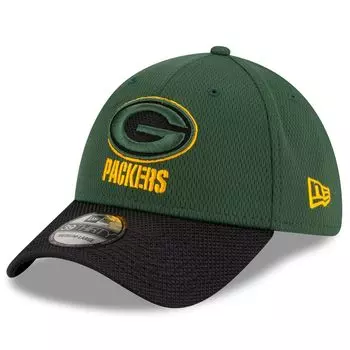 Мужская кепка New Era зеленый/черный Green Bay Packers 2021 NFL Sideline Road 39THIRTY Flex Hat