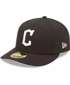 Мужская кепка приталенного кроя Cleveland Guardians черно-белая с низким профилем 59FIFTY New Era