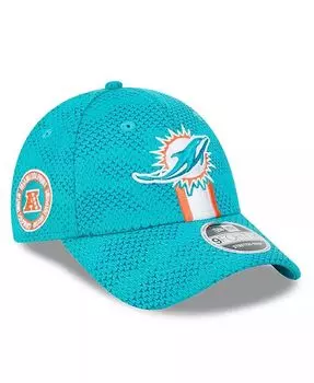 Мужская кепка с эластичными кнопками Aqua Miami Dolphins 2024 Sideline 9FORTY New Era, синий