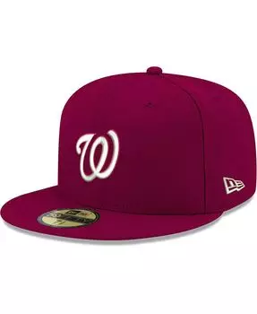 Мужская кепка с логотипом Cardinal Washington Nationals, белая 59FIFTY, приталенная шляпа New Era
