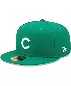Мужская кепка с логотипом Kelly Green Chicago Cubs белая 59FIFTY New Era