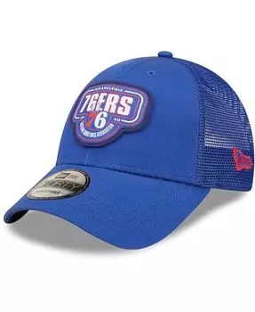 Мужская кепка с нашивкой-логотипом команды Royal Philadelphia 76ers 9FORTY Trucker Snapback New Era