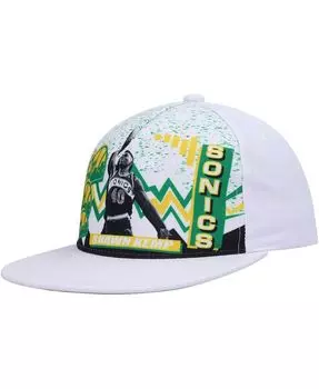 Мужская кепка Shawn Kemp White Seattle SuperSonics Hardwood Classics 90-х Playa Deadstock Snapback Mitchell & Ness