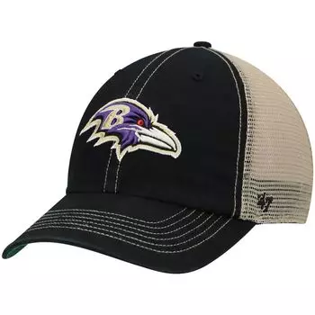 Мужская кепка Snapback '47 черная/натуральная Baltimore Ravens Trawler Trucker Clean Up Snapback 47 Brand