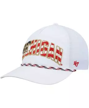 Мужская кепка Snapback '47 White Michigan Wolverines со звездами и полосками и флагом Flutter Hitch '47 Brand