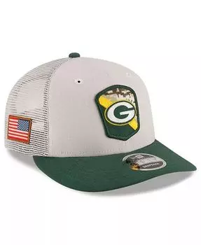Мужская кепка Snapback 9FIFTY с камнем зеленого цвета Green Bay Packers 2023 Salute To Service Low Profile New Era, серый