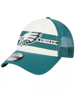 Мужская кепка Snapback 9FORTY кремового и темно-зеленого цветов Philadelphia Eagles Team Stripe Trucker 9FORTY New Era