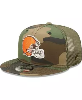Мужская кепка Snapback Cleveland Browns Trucker 9FIFTY с камуфляжным принтом оливкового цвета New Era