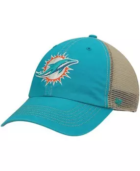 Мужская кепка Snapback цвета морской волны и натурального цвета Miami Dolphins Trawler Trucker Clean Up Snapback '47 Brand