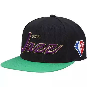 Мужская кепка Snapback к 75-летию НБА Mitchell & Ness Black Utah Jazz