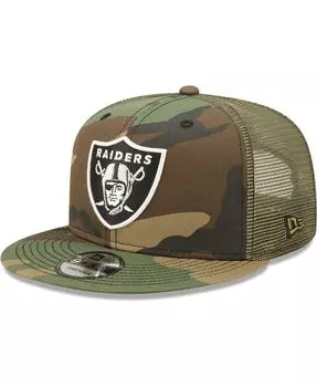 Мужская кепка Snapback Las Vegas Raiders Trucker 9Fifty с камуфляжным окрасом оливкового цвета New Era