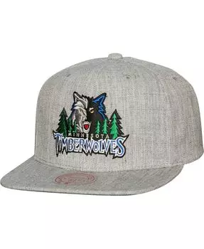 Мужская кепка Snapback Minnesota Timberwolves Hardwood Classics 2.0 Heather Grey Minnesota Timberwolves Mitchell & Ness