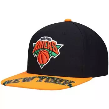 Мужская кепка Snapback Mitchell & Ness x Lids черного/оранжевого цвета New York Knicks Current Reload 3.0