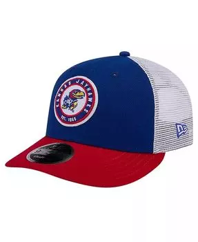 Мужская кепка Snapback Royal Kansas Jayhawks Throwback Circle 9Fifty Trucker New Era, синий