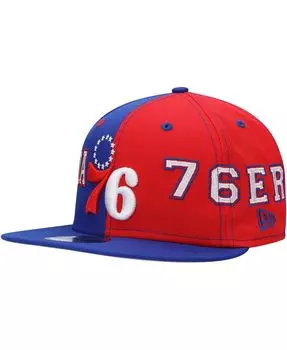 Мужская кепка Snapback Royal, красная Philadelphia 76ers Team Split 9FIFTY New Era