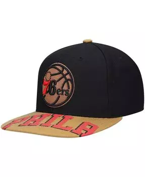 Мужская кепка Snapback с черными и коричневыми крышками Philadelphia 76ers Current Reload 3.0 Mitchell & Ness