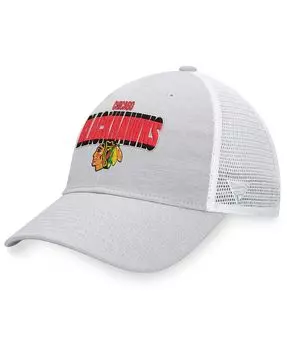 Мужская кепка Snapback с фирменным логотипом Heather Grey, White Chicago Blackhawks Team Trucker Fanatics