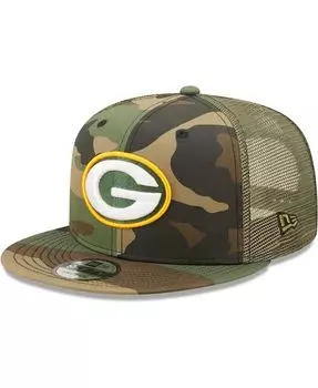 Мужская кепка Snapback Trucker 9Fifty с камуфляжным окрасом оливково-зеленого цвета Bay Packers Trucker 9Fifty Snapback New Era