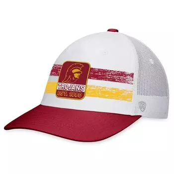 Мужская кепка Top of the World белого цвета/кардинала USC Trojans в стиле ретро с выцветанием Snapback
