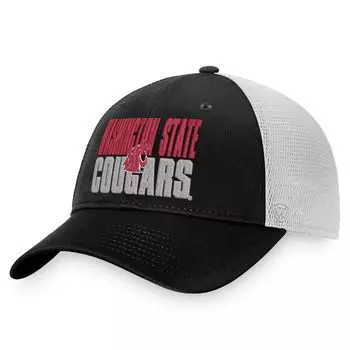 Мужская кепка Top of the World черно-белая Washington State Cougars Stockpile Trucker Snapback