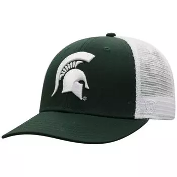 Мужская кепка Top of the World зелено-белая Michigan State Spartans Trucker Snapback