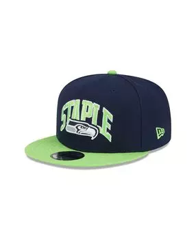 Мужская кепка X Staple College Navy, Neon Green Seattle Seahawks Pigeon 9Fifty Snapback New Era