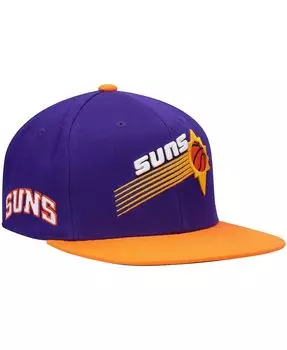 Мужская классическая бейсболка Snapback Phoenix Suns фиолетового и оранжевого цвета из твердой древесины Mitchell & Ness