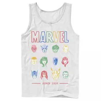 Мужская классическая цветная майка с героями комиксов Marvel с коллажем с 1939 года Licensed Character