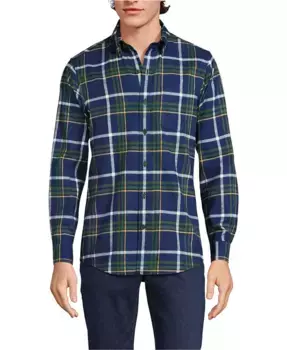 Мужская классическая фланелевая рубашка Flagship Lands' End, синий