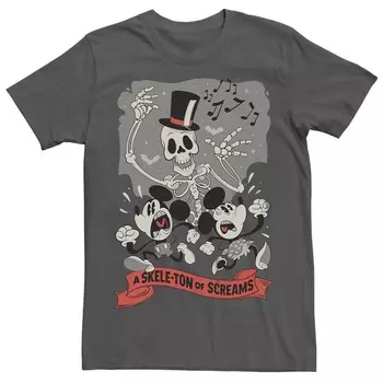Мужская классическая футболка Disney's Mickey Mouse с Минни Маус «Скелет криков» на Хэллоуин Licensed Character, цвет Charcoal