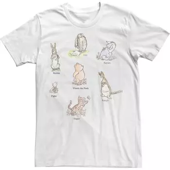 Мужская классическая футболка Disney Winnie The Pooh Group Shot Licensed Character, белый