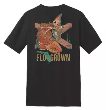 Мужская классическая футболка FloGrown с хвостом красной рыбы, цвет Heather Black