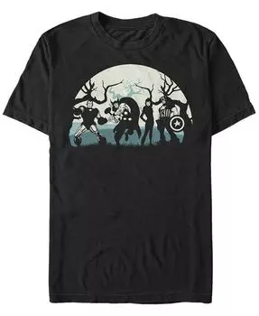 Мужская классическая футболка из комиксов Marvel «Мстители Хэллоуин, сцена с лунной тенью», футболка с коротким рукавом Fifth Sun, черный