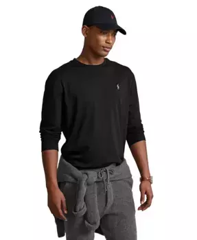Мужская классическая футболка из мягкого хлопка с круглым вырезом Polo Ralph Lauren, черный