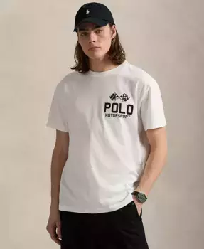 Мужская классическая футболка из мулированной джерси с принтом Polo Ralph Lauren, слоновая кость/кремовый