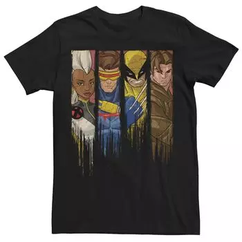 Мужская классическая футболка Marvel X-Men Team с капельными панелями Licensed Character