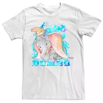 Мужская классическая футболка с акварельными брызгами и портретом Dumbo Disney